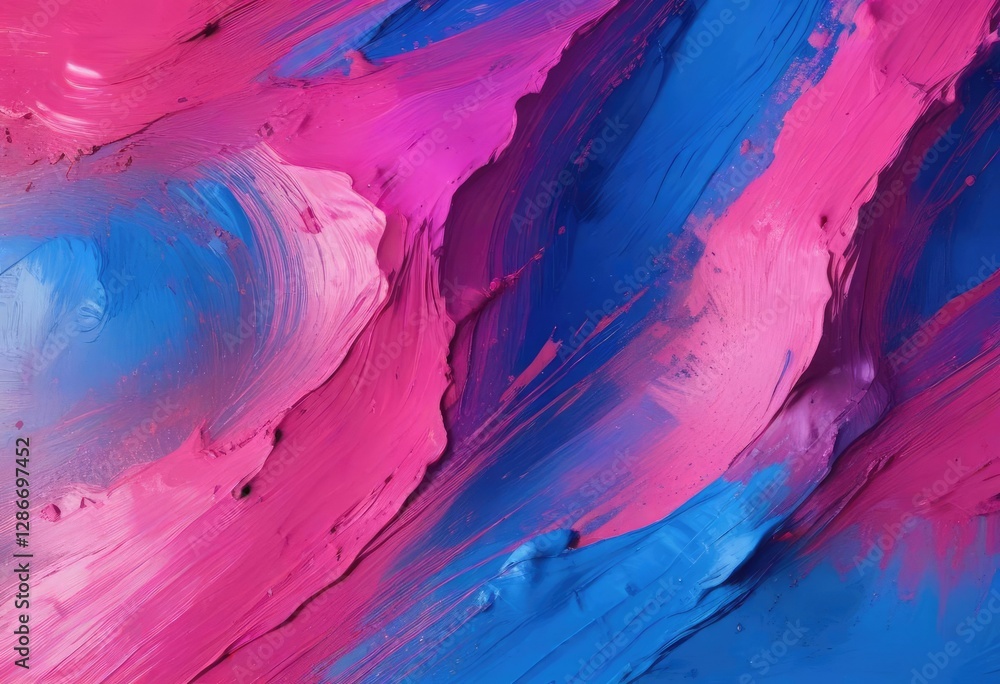 Fototapeta premium Vibrant blue and pink hues in acrylic paint with texture, paint, mixed-media-art, colors