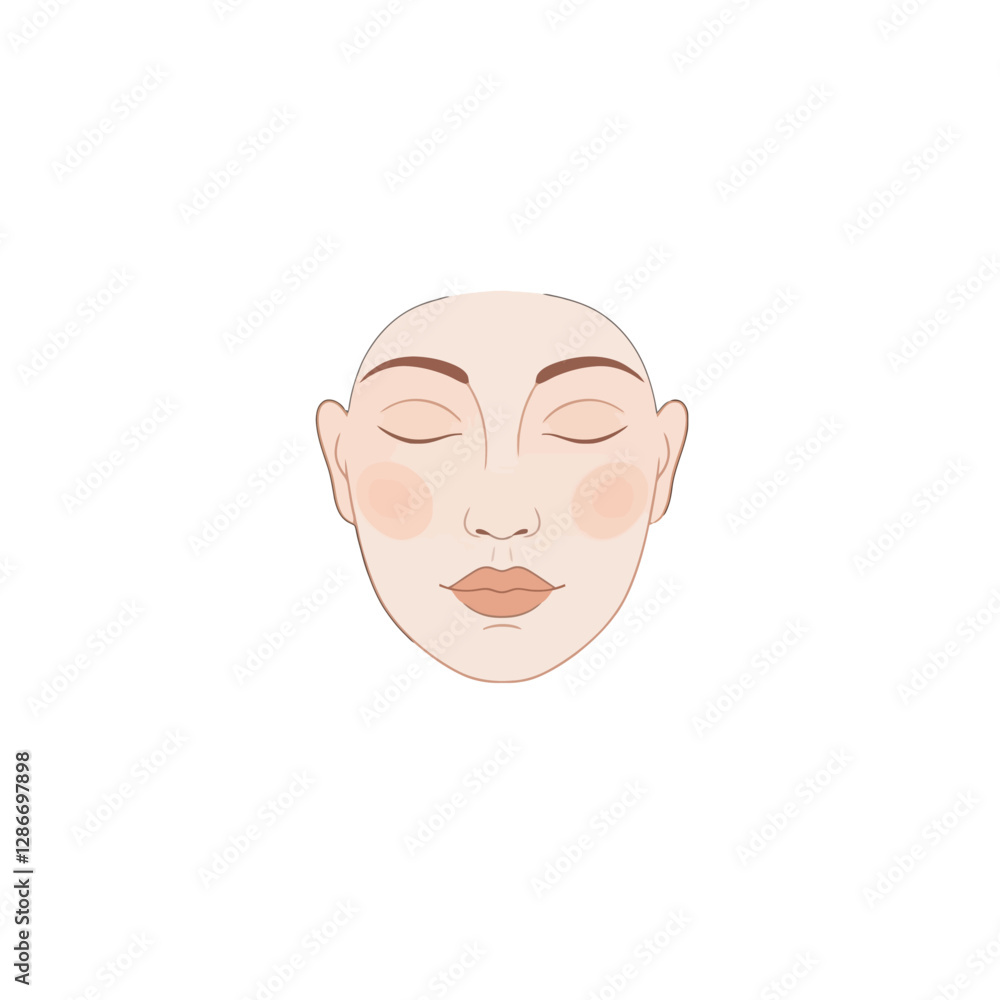 Minimalist Illustration of a Face with Closed Eyes and Gentle Features Minimalist Illustration of a Face with Closed Eyes and Gentle Features