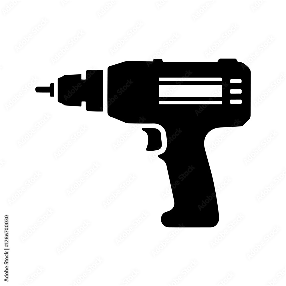 Drill machine silhouette vector, Electric drill machine icon Drill machine silhouette vector, Electric drill machine icon