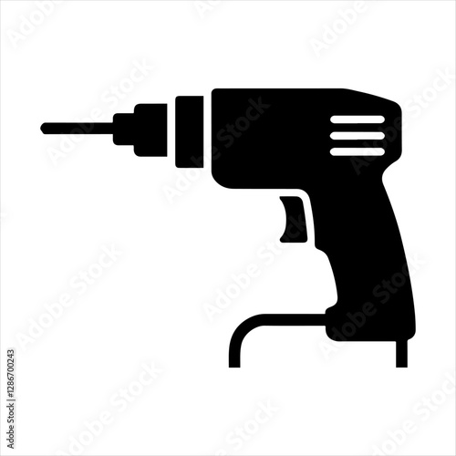 Drill machine silhouette vector, Electric drill machine icon