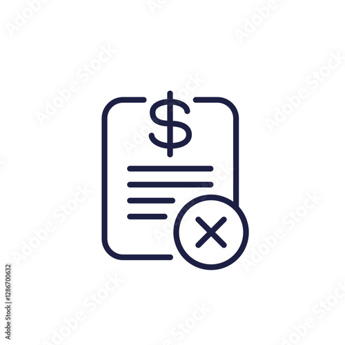 failed payment line icon with a bill