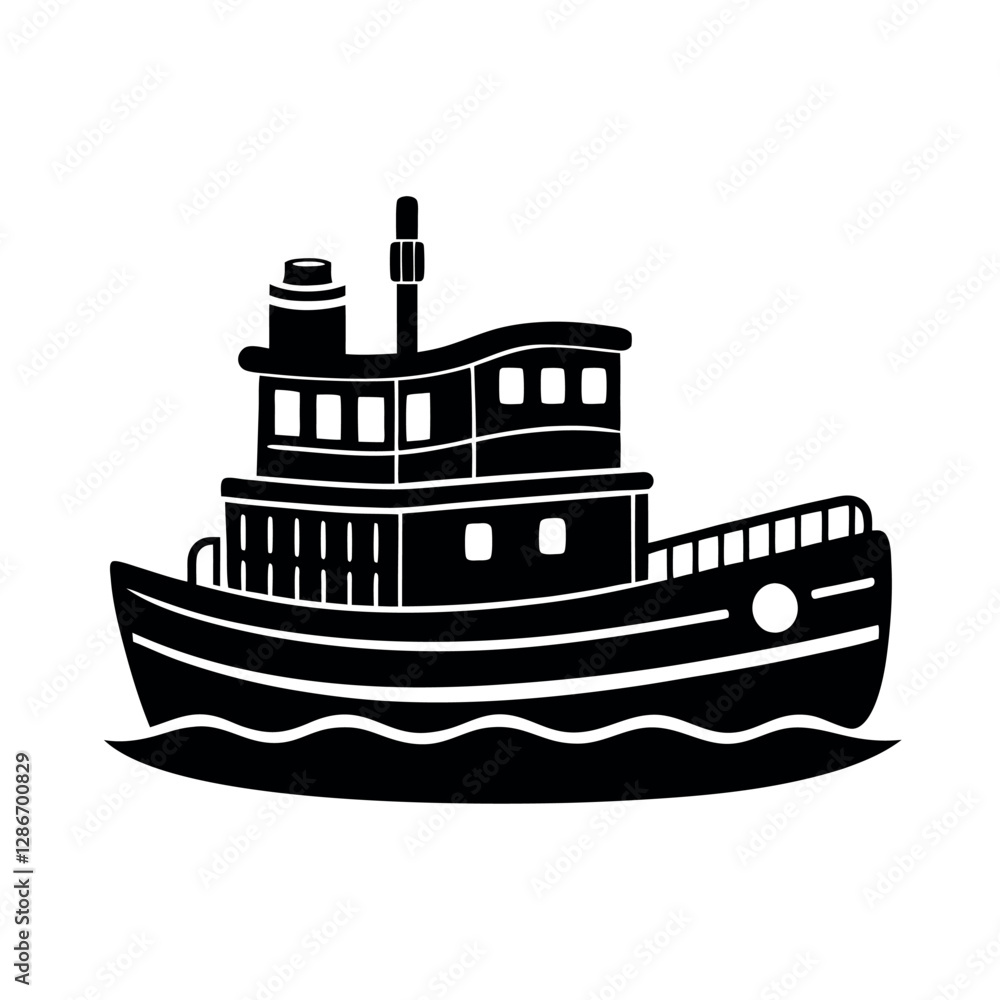 Obraz premium Creative Towboat Silhouette Vector Design