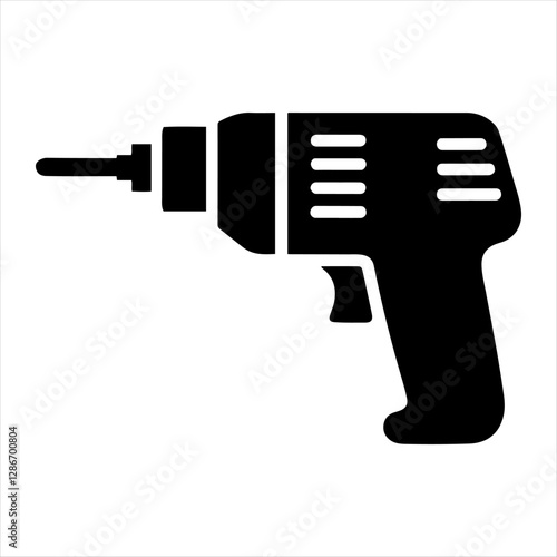 Drill machine silhouette vector, Electric drill machine icon