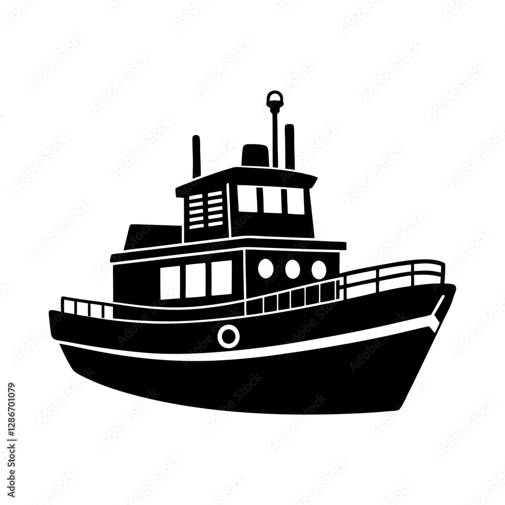 Towboat Silhouette Vector for Branding Towboat Silhouette Vector for Branding