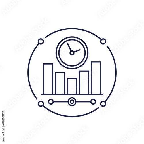 real time data icon, business analytics line vector