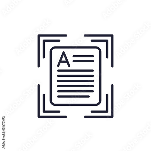 Text or document scan icon, character recognition line vector