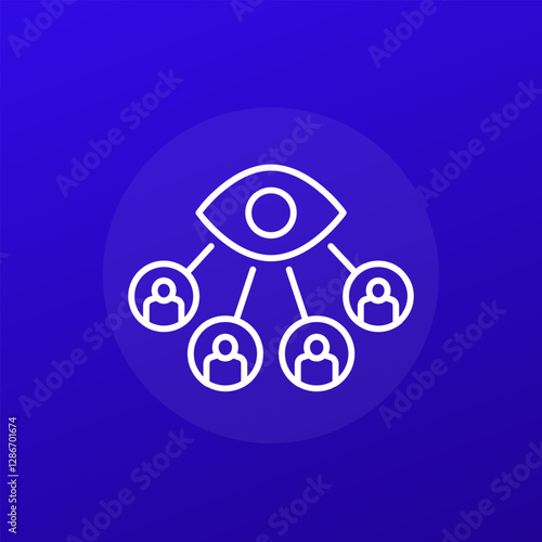 supervision icon with people and eye, line vector