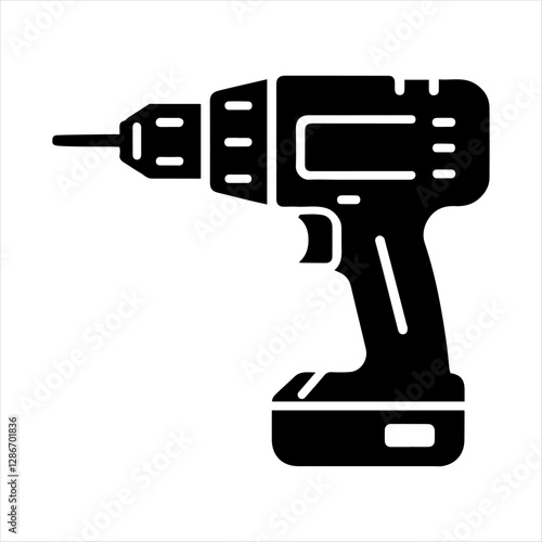 Drill machine silhouette vector, Electric drill machine icon