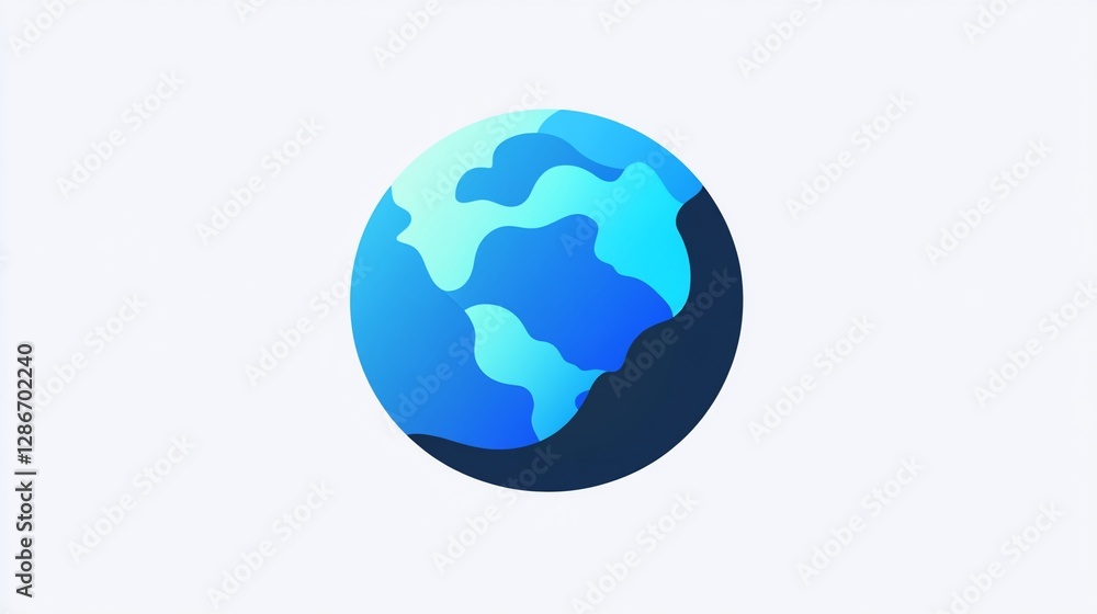 Abstract blue globe spinning, white background, digital art, website icon Abstract blue globe spinning, white background, digital art, website icon