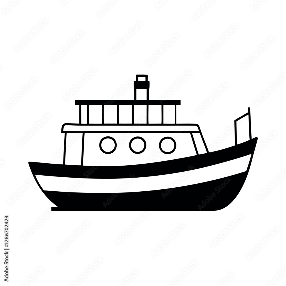 High Resolution Towboat Silhouette Vector High Resolution Towboat Silhouette Vector