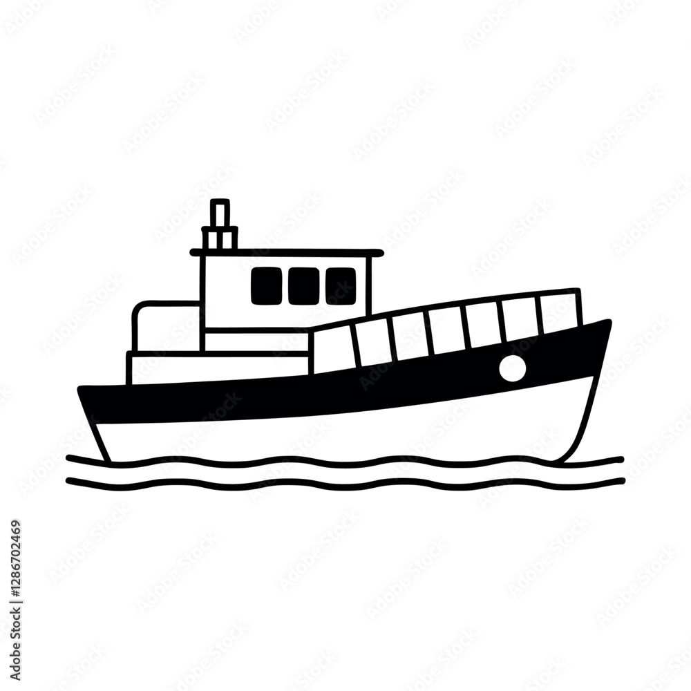 Versatile Towboat Silhouette Vector Elements Versatile Towboat Silhouette Vector Elements