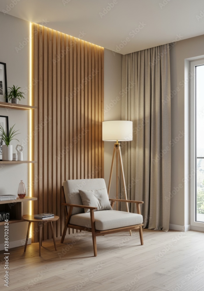 Fototapeta premium Elegant Minimalist Corner with Warm Lighting 