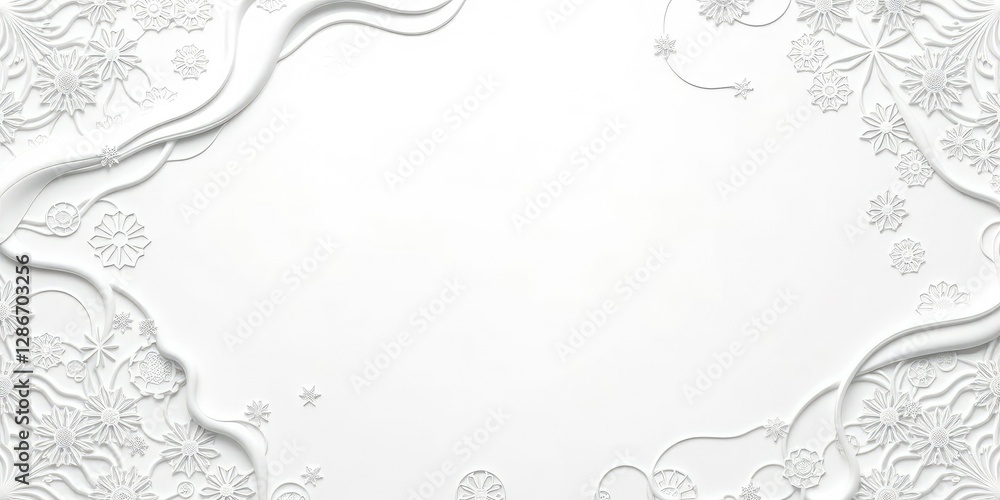White background with intricate wavy texture and geometric patterns, abstract wave, curvilinear design, peaceful ambiance White background with intricate wavy texture and geometric patterns, abstract wave, curvilinear design, peaceful ambiance
