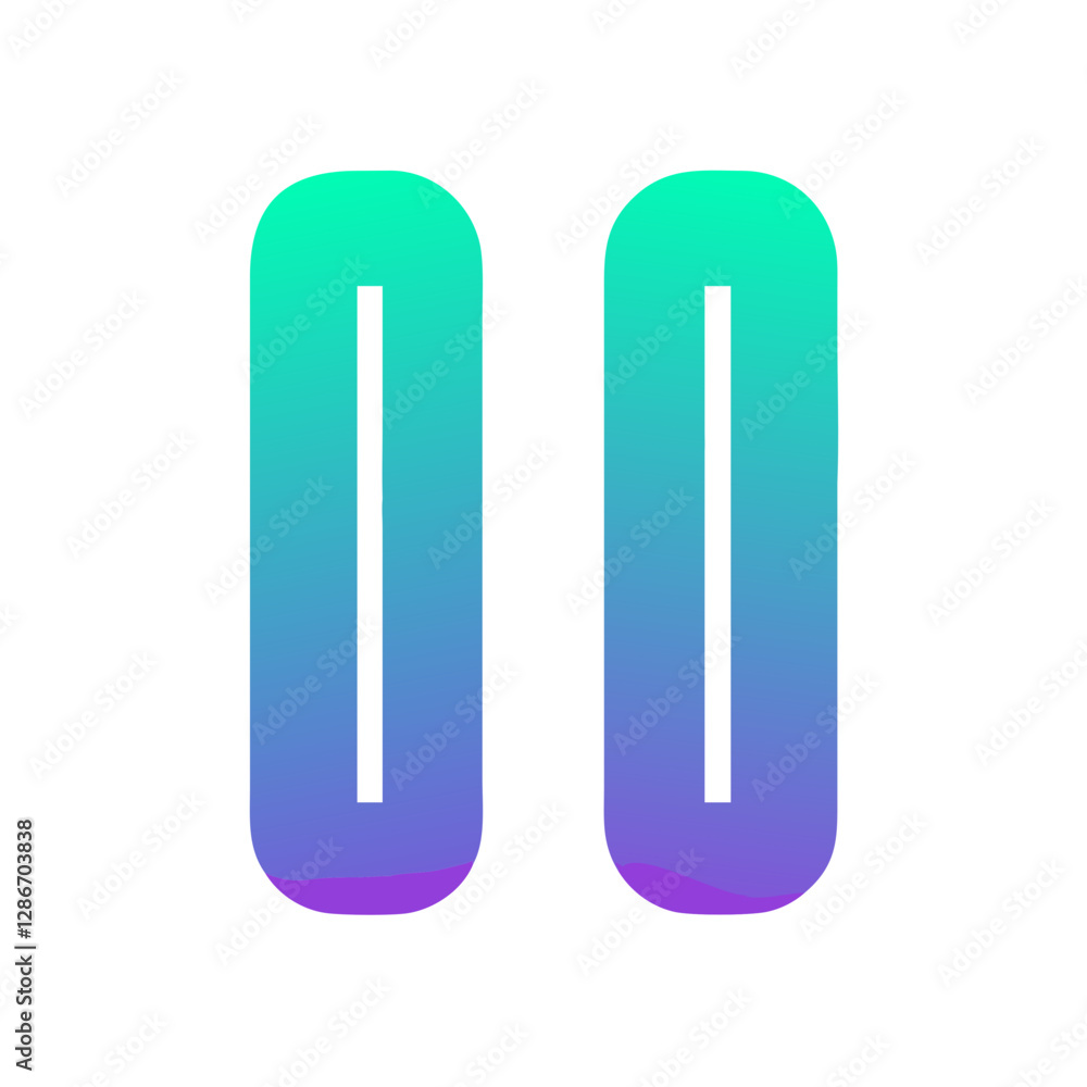 Colorful gradient design of stylized pause symbol, digital art Colorful gradient design of stylized pause symbol, digital art