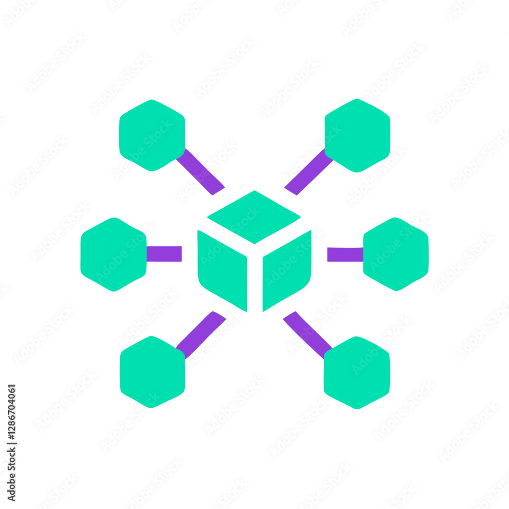 Obraz premium Network connection diagram illustrating blockchain technology concept