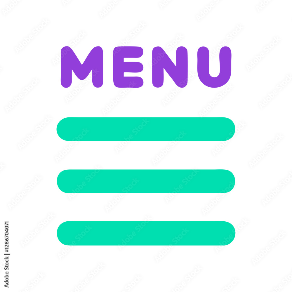 Menu icon with vibrant colors on a white background, user interface