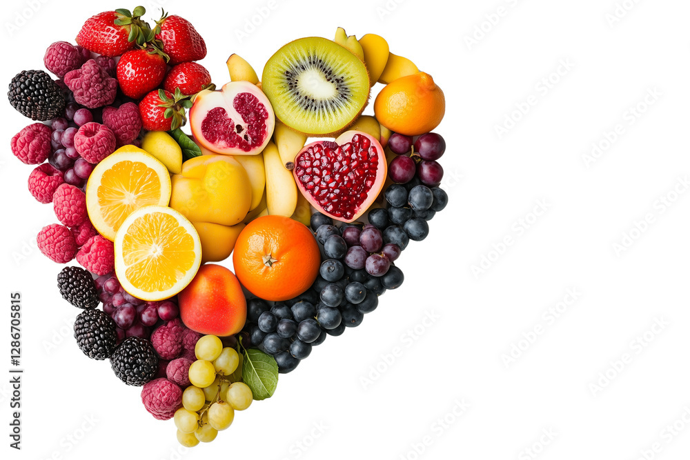 a heart-shaped arrangement made from various fruits isolated on a transparent background a heart-shaped arrangement made from various fruits isolated on a transparent background