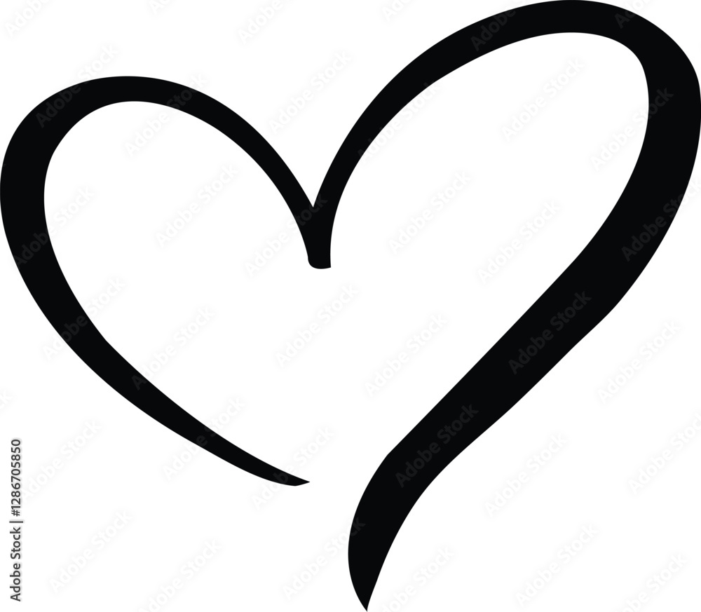 Calligraphic love heart sign BLUE vector Calligraphic love heart sign BLUE vector
