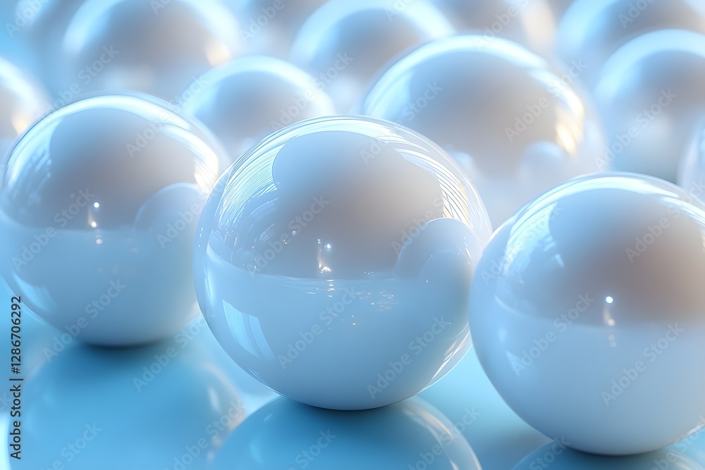 Minimalist 3D White Spheres Floating in an Abstract Light Cool Background, Creating a Futuristic and Elegant Design with Soft Shadows and a Clean Aesthetic Minimalist 3D White Spheres Floating in an Abstract Light Cool Background, Creating a Futuristic and Elegant Design with Soft Shadows and a Clean Aesthetic