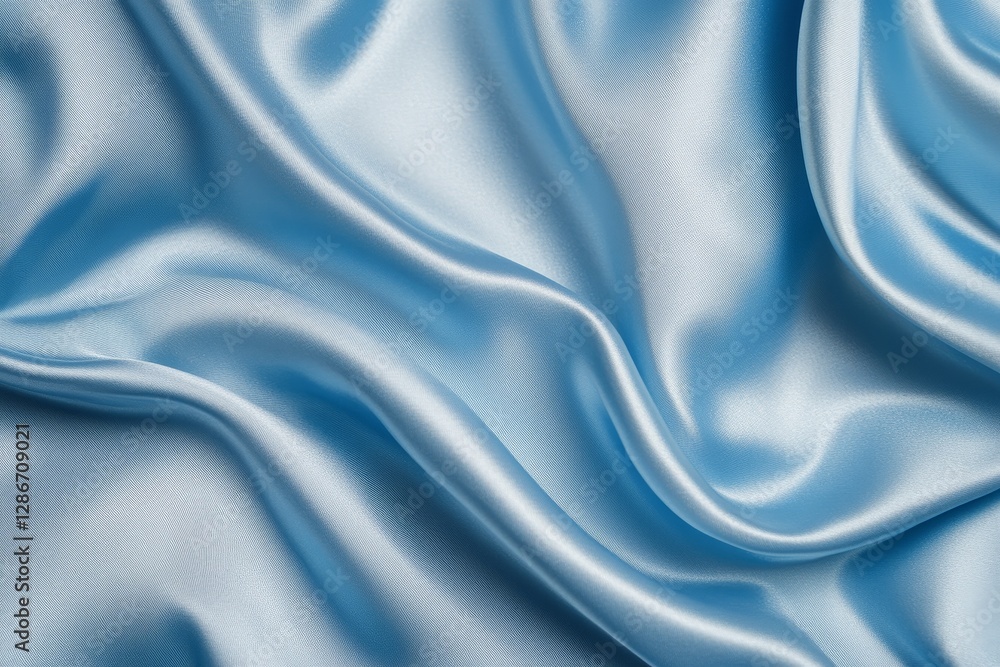 Fototapeta premium Smooth Light Blue Silk Fabric Drape