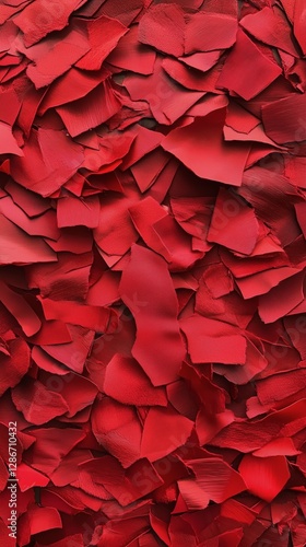Vibrant Abstract Red Mosaic With Various Shades and Textures Capturing Dynami...