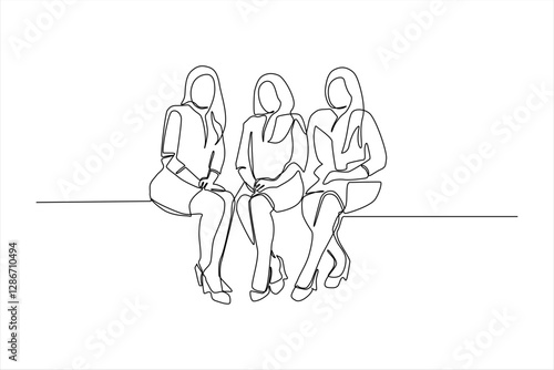 Three women sitting together in a minimalist style, showcasing friendship and unity (1)