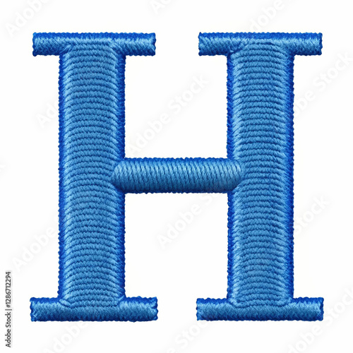 A beautifully crafted blue embroidery design of the letter
