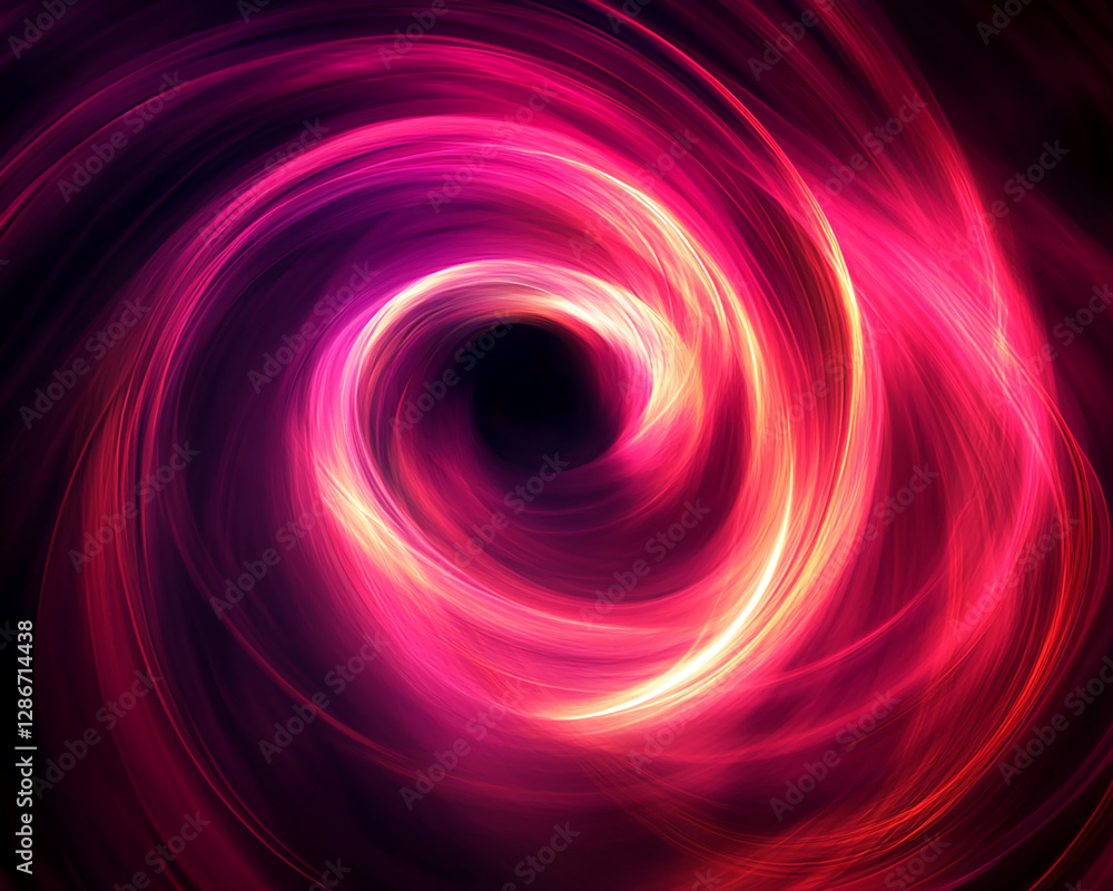 Abstract swirling pattern of glowing pink and purple lights with a sense of motion, symbolizing energy, flow, and dynamic movement in a digital or futuristic style.