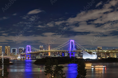 Tokyo Bay Rainbow Bridge at Night: A Symphony of Light and Urban Splendor