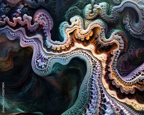 Wallpaper Mural A mesmerizing abstract image featuring intricate, colorful swirl patterns. Perfect for backgrounds or artistic projects seeking a touch of elegance and creativity. Torontodigital.ca