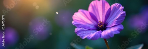 Wallpaper Mural Raindrops falling on a purple-blue flower's petals, purple flowers, flowers in sunlight, droplet Torontodigital.ca
