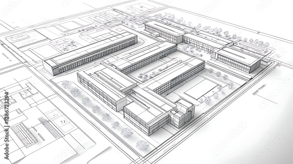 Fototapeta premium Detailed building plan for modern architectural construction design high resolution picture