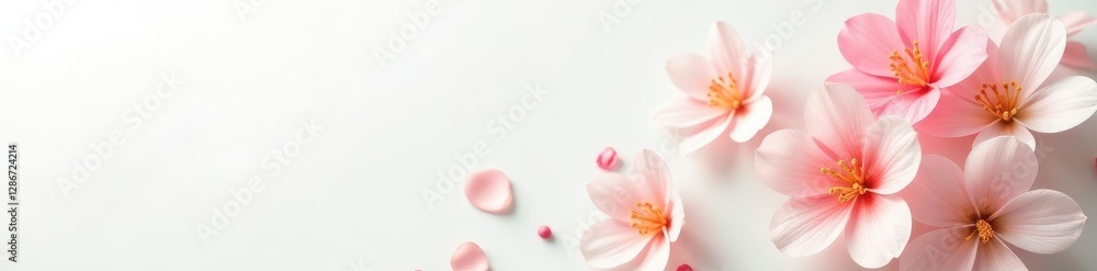 White background with creme lotion and modern flowers, creme, modern White background with creme lotion and modern flowers, creme, modern