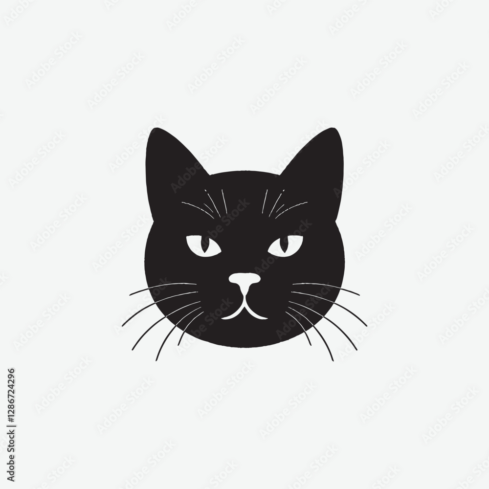 Download a stunning vector silhouette of a cat's face in black on a white background. Perfect for logos, stickers, prints, and digital designs. Get your high-quality cat outline today! Download a stunning vector silhouette of a cat's face in black on a white background. Perfect for logos, stickers, prints, and digital designs. Get your high-quality cat outline today!