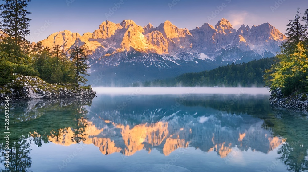 Obraz premium Zugspitze Mountains with Mirror Reflection