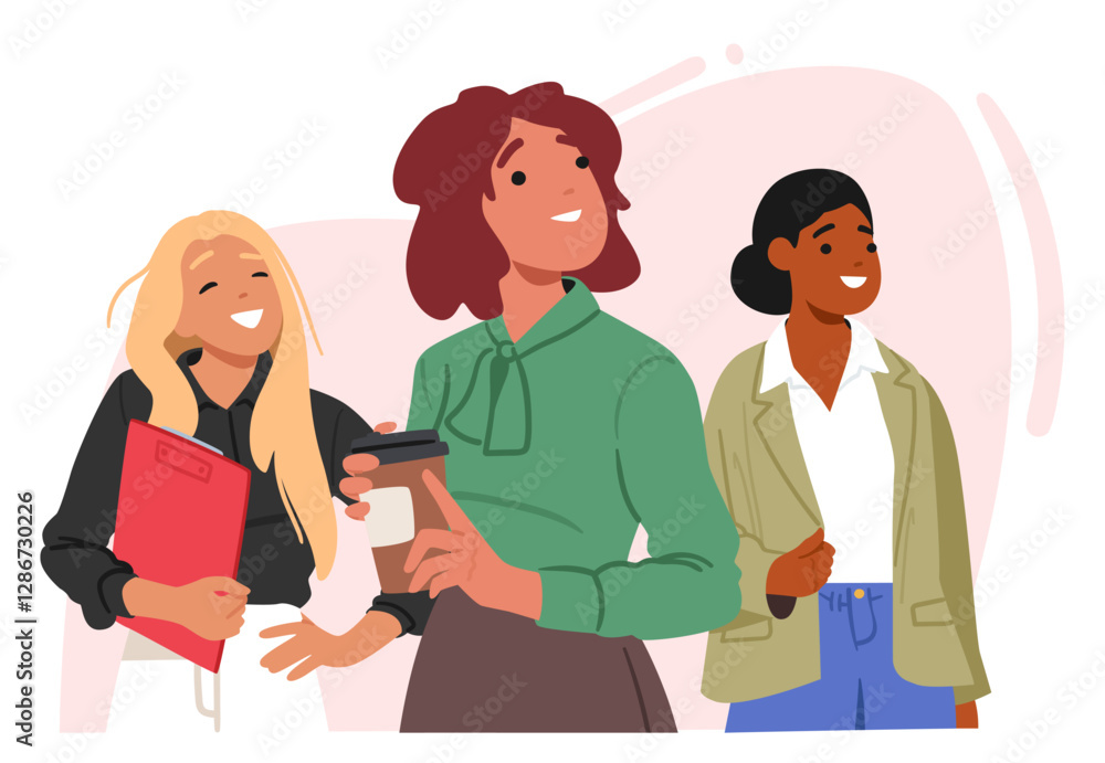 Motivated multiracial business women characters planning career growth and goal achievement strategy Motivated multiracial business women characters planning career growth and goal achievement strategy