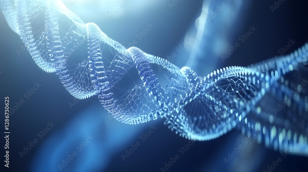 Fototapeta premium Futuristic conceptualization of dna structure intertwined with abstract elements and digital motifs