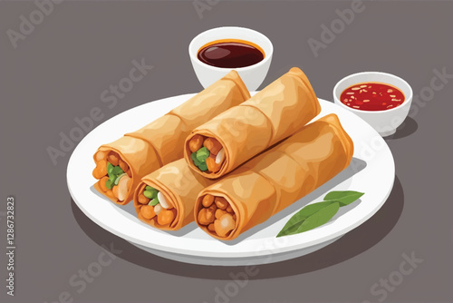 Deep fried spring rolls snacks (Chả giò) isolated on transparent background
