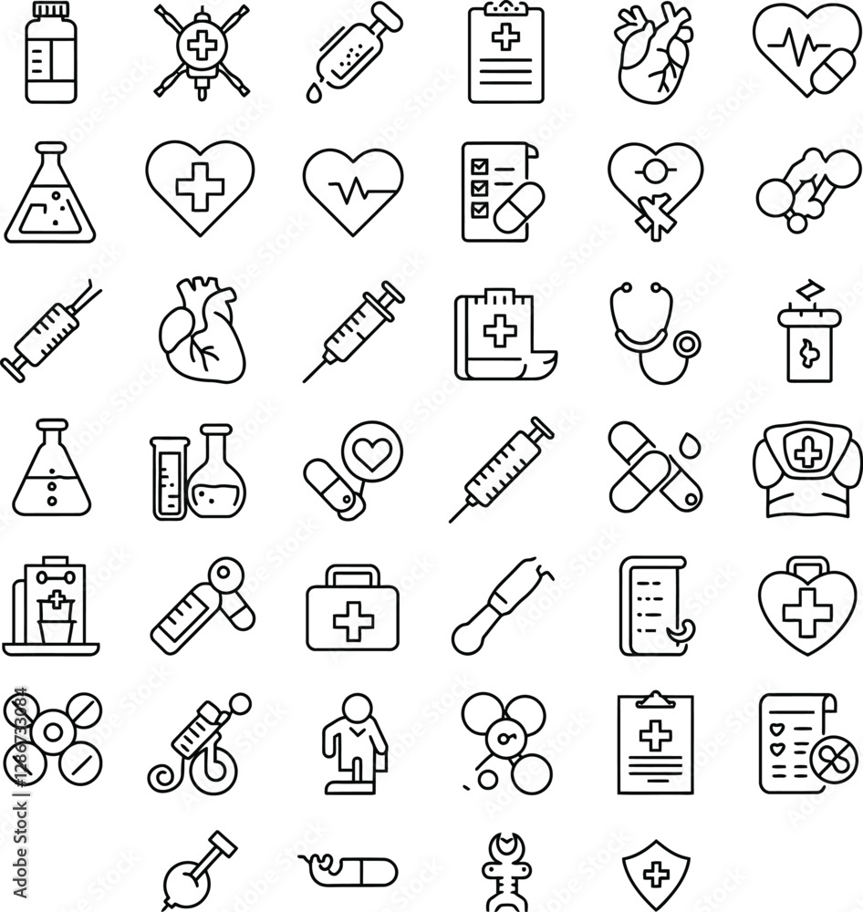 Medical and Healthcare Icon Set Collection Vector Illustration Medical and Healthcare Icon Set Collection Vector Illustration