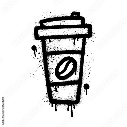 Vector illustration of a coffee cup hand drawn in graffiti style
