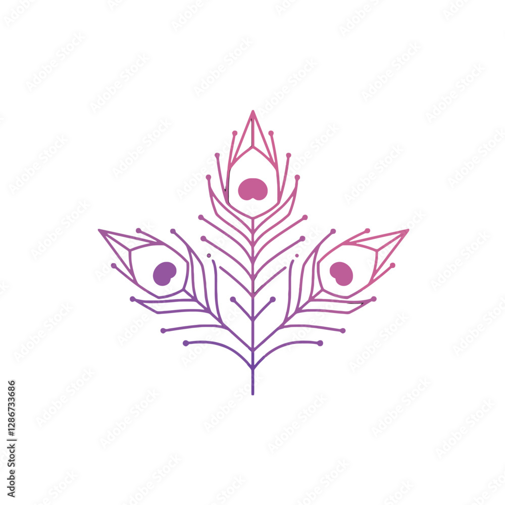 Obraz premium Peacock Eye Feather Vector Logo Design