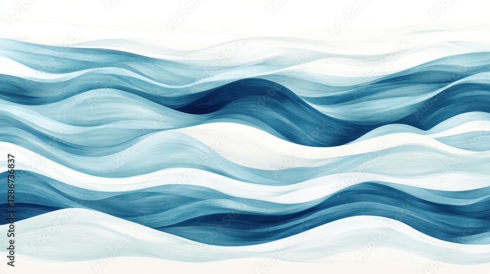 Fototapeta premium Abstract wave pattern in soothing shades of blue, creating a tranquil oceanic atmosphere.