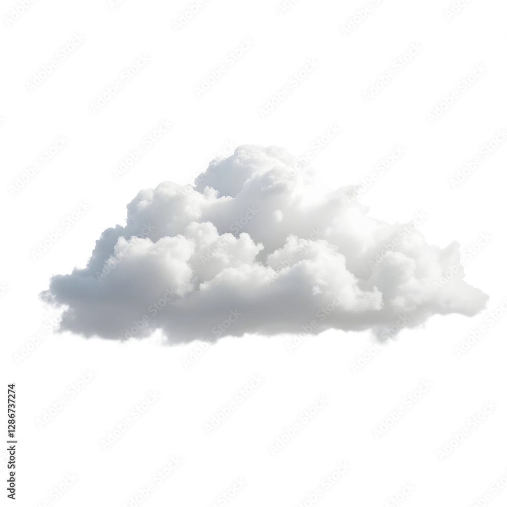 Single White Fluffy Cloud on a Clear Isolated Background Single White Fluffy Cloud on a Clear Isolated Background
