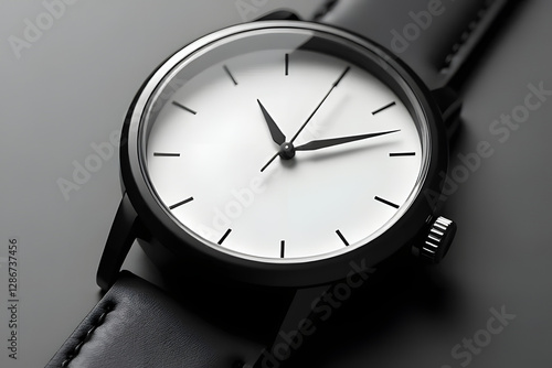 Wallpaper Mural Minimalist Black and White Wristwatch with Leather Strap Torontodigital.ca