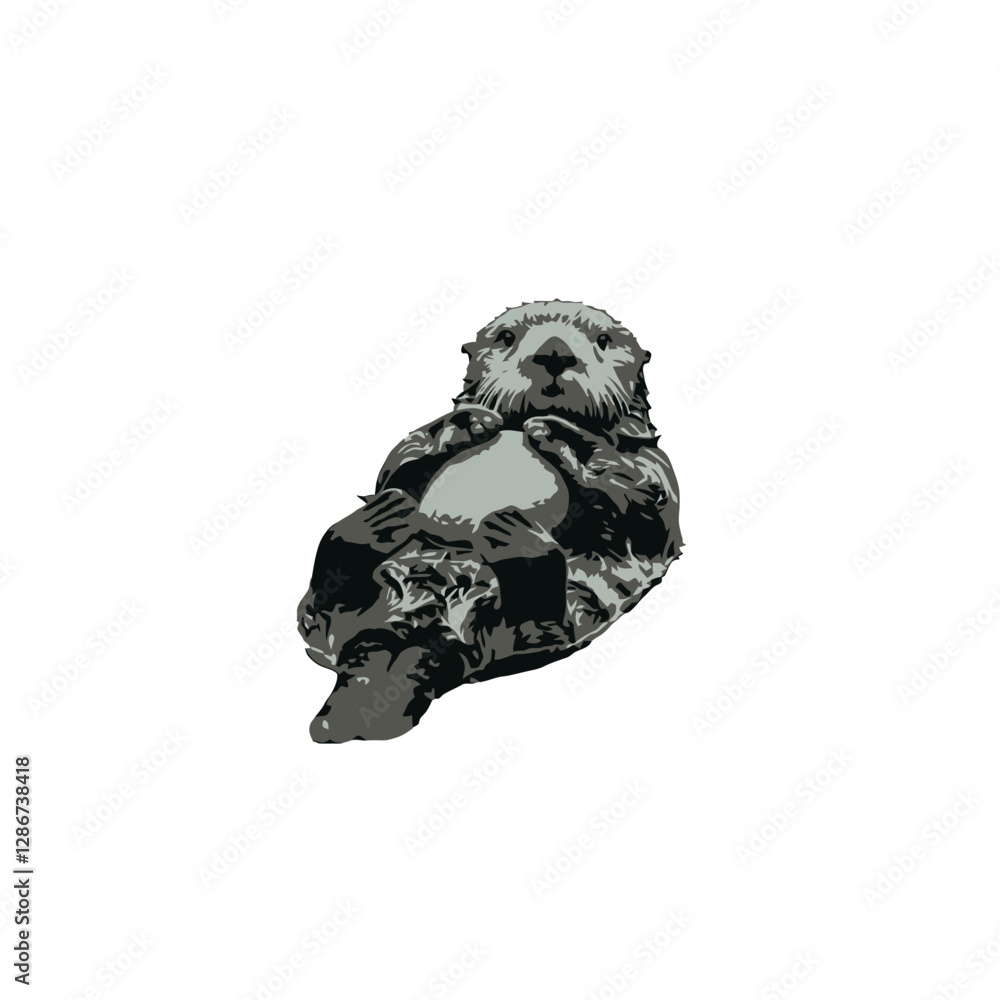 Sea Otter Vector Logo Design Sea Otter Vector Logo Design