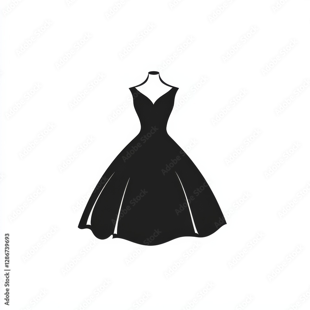 Obraz premium Elegant Black Dress Silhouette on Mannequin, Chic Fashion Illustration for Designers and Style Enthusiasts