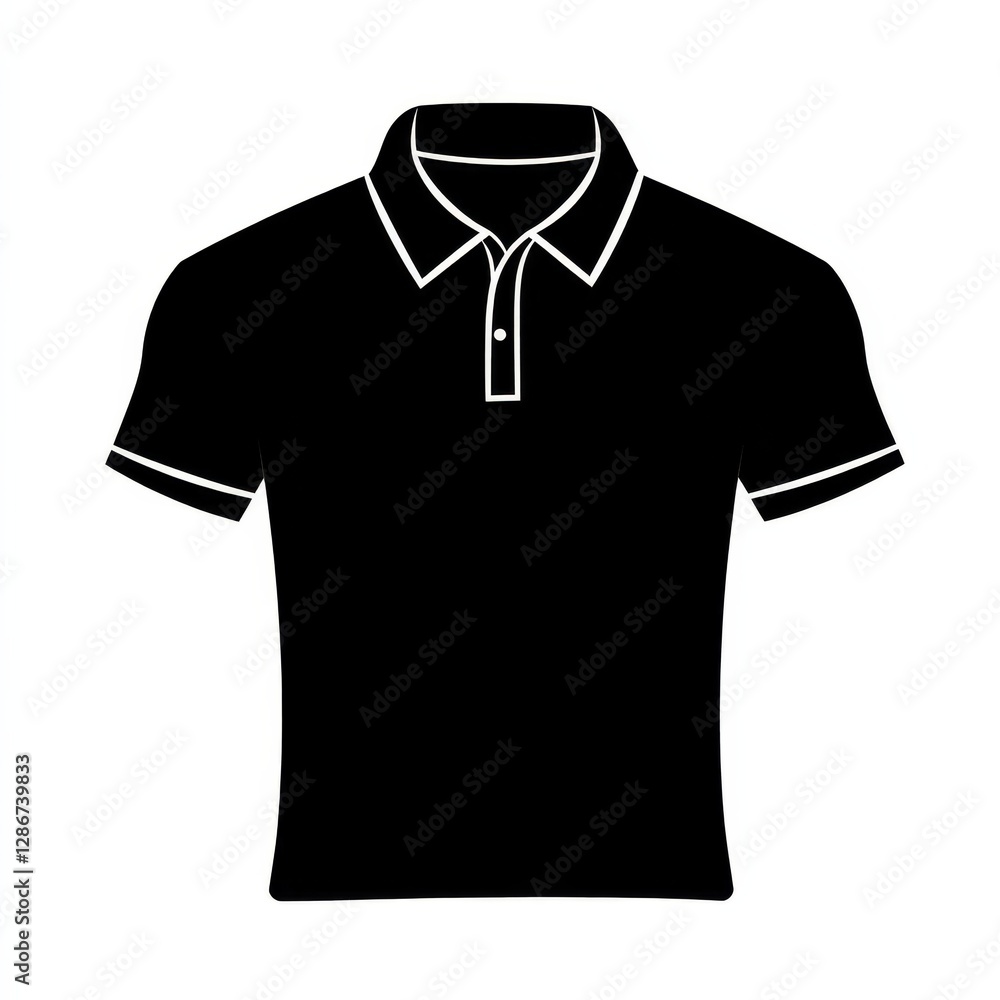 Elegant Black Polo Shirt with White Trim, Classic Style for Casual and Stylish Outfits