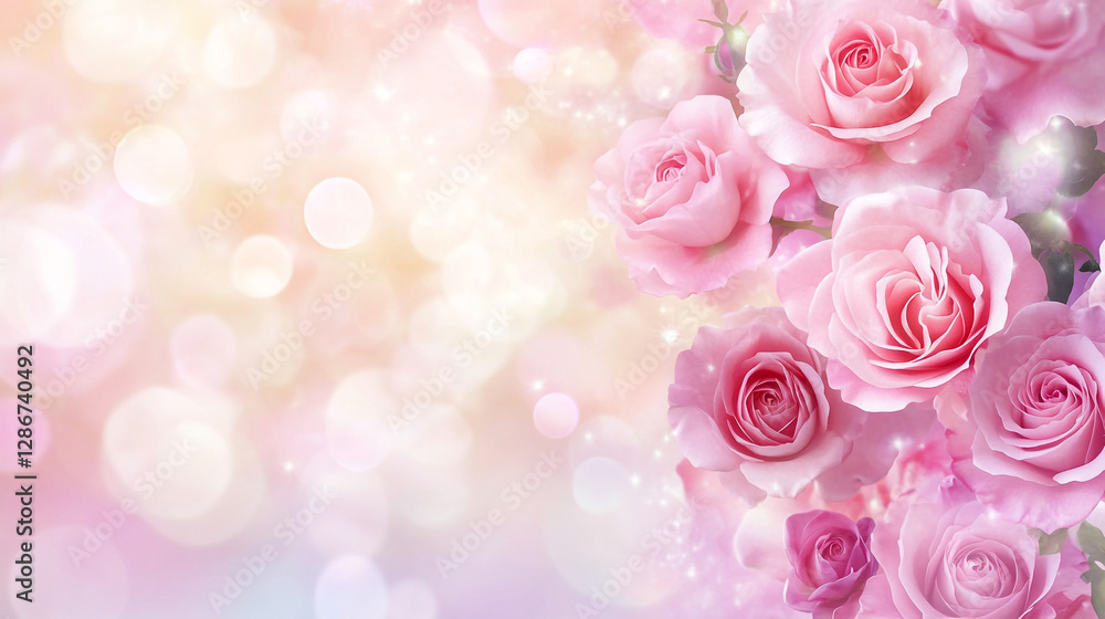 Beautiful pink roses surrounded by a soft, dreamy background during springtime Beautiful pink roses surrounded by a soft, dreamy background during springtime