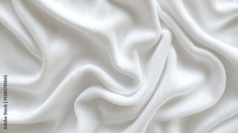Soft, Wrinkled White Fabric Texture Background Soft, Wrinkled White Fabric Texture Background