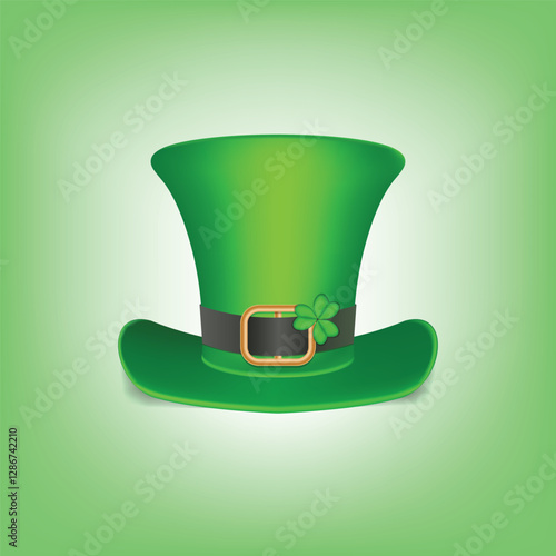 Green leprechaun hat with a gold buckle, perfect for St. Patrick’s Day designs.